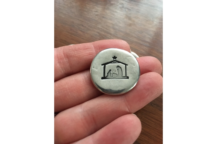 Pewter Pin with Nativity Scene