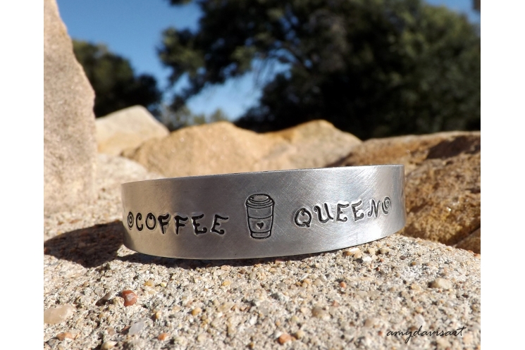 Coffee queen handstamped bracelet