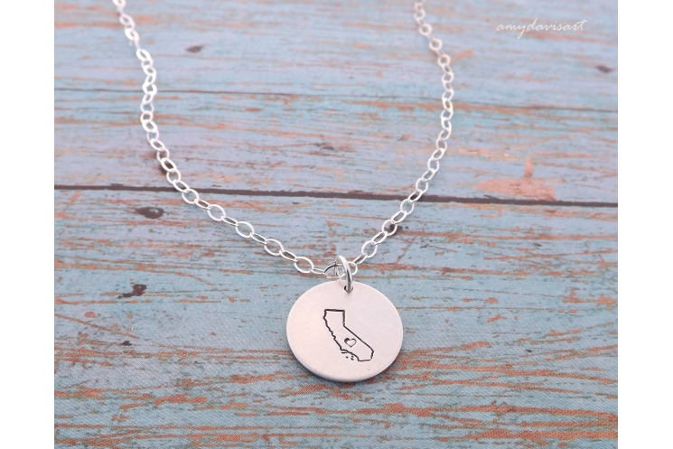 hand stamped state necklace u.s.a. jewelry