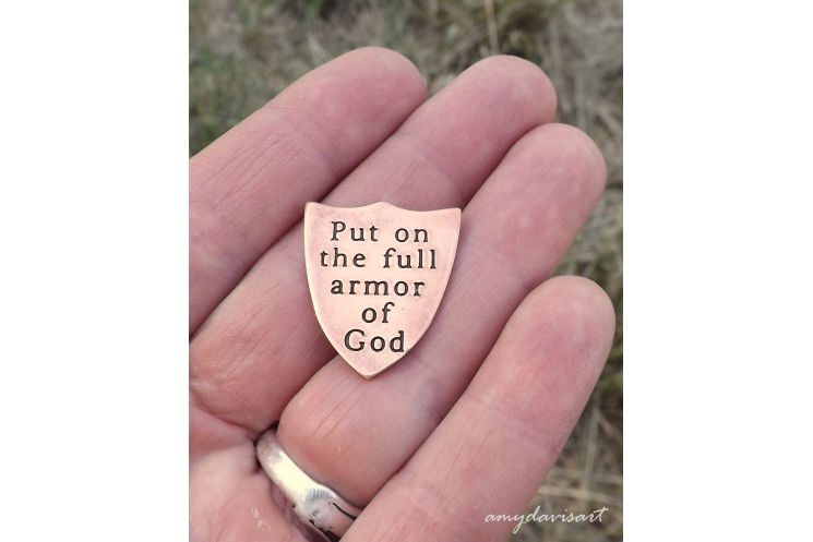 Put on the full armor of God pocket token in copper