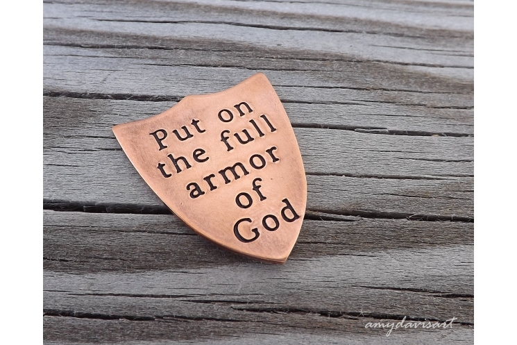 Christian pocket coin for men Ephesians 6 put on the full armor of God
