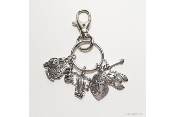 Put on the full armor of God keychain with lobster clasp by amydavisart