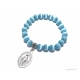 Miraculous Medal Bracelet with turquoise blue cat's eye beads