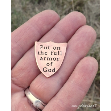 Put on the full armor of God pocket token in copper Put on the full armor of God pocket token in copper
