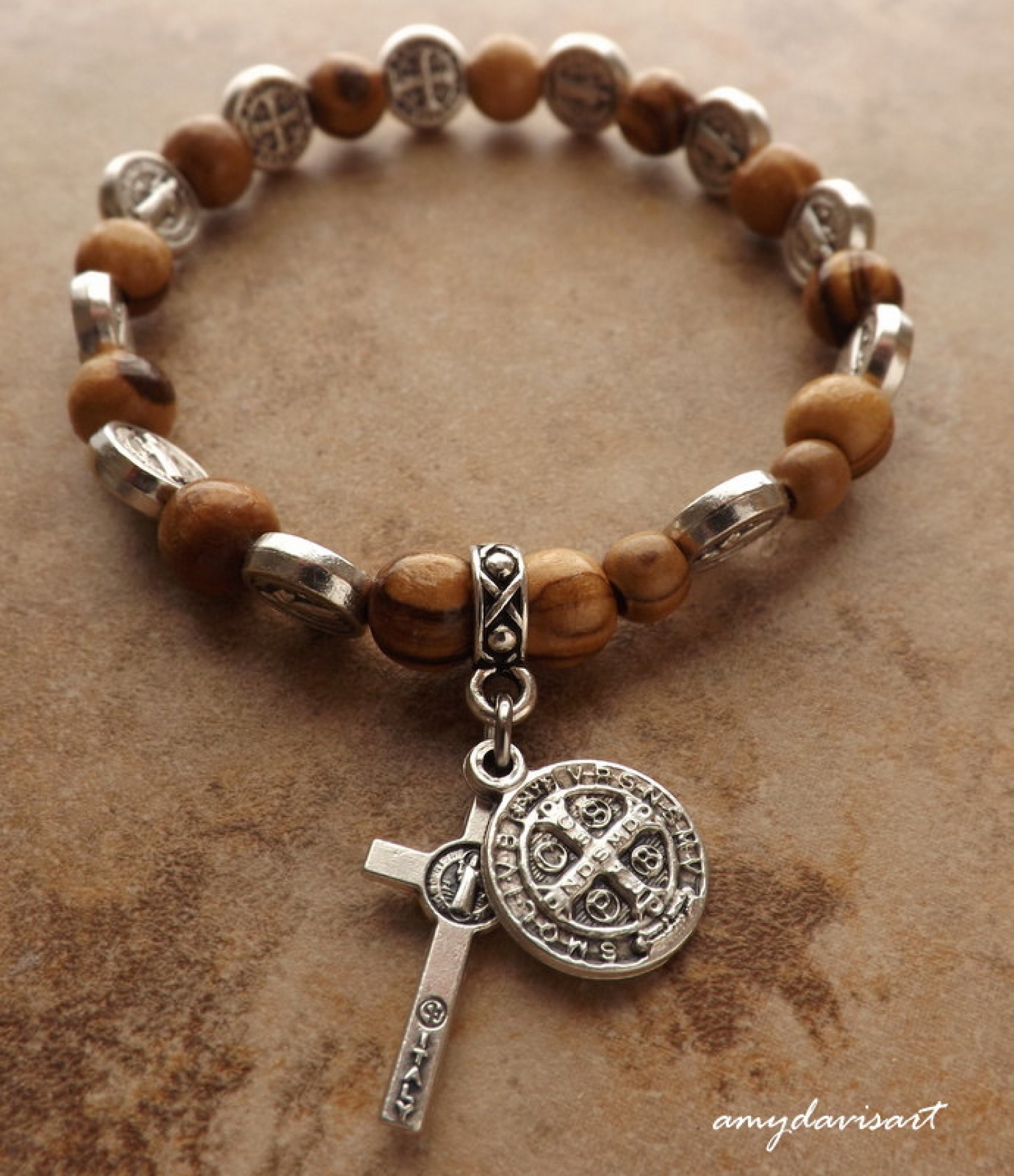 St Benedict Olive Wood Rosary Bracelet Catholic St Benedict Olive Wood Rosary Bracelet Catholic