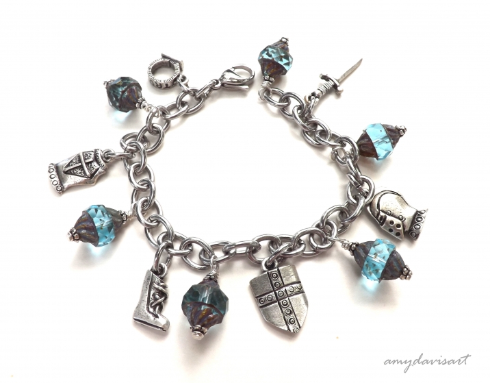 Put on the Full Armor of God Bracelet with Teal Czech Glass Bicone Beads (16.08)