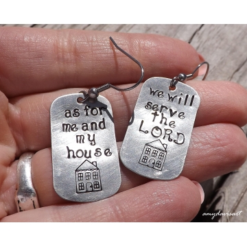 As for me and my house we will serve the Lord ~ Joshua 24:15 Handstamped Christian Jewelry
