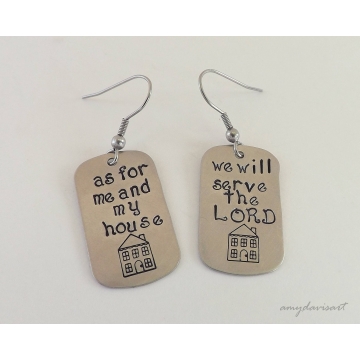 As for me and my house we will serve the Lord ~ Joshua 24:15 Handstamped Christian Jewelry