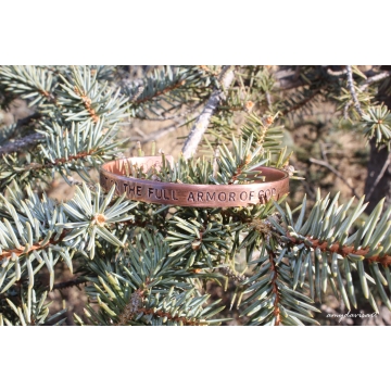 Armor of God Hand Stamped Copper Cuff Bracelet (Ephesians 6 Christian Jewelry)