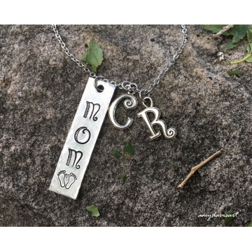 Mom necklace personalized with initial charms (gift for new mom)