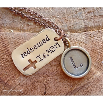 Redeemed Christian Necklace - Confirmation Gift  (Handstamped Christian Jewelry)