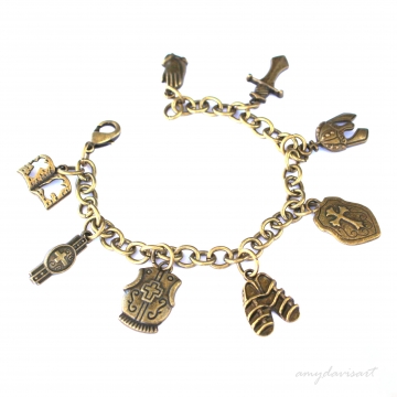 Put on the Full Armor of God Christian Charm Bracelet (Bronze Tone)